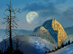 Half Dome with Half Moon